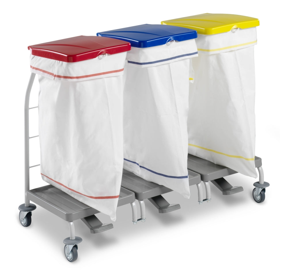 TTS Wäschewagen Dust 4165 aus Rilsan-beschichtetem Leinen, 3x70 L, mit Deckel und Pedalen