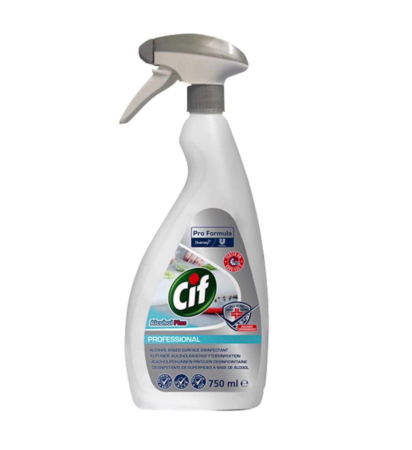 CIF Pro Formula Álcool Plus 750ml – Desinfetante Pronto a Usar para Cozinhas e Superfícies Alimentares