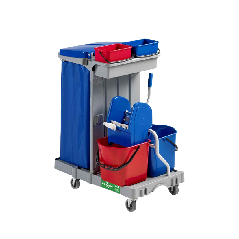 FILMOP Mehrzweckwagen ALPHA 1104 mit klappbarem Abfallsackhalter und Presseinheit