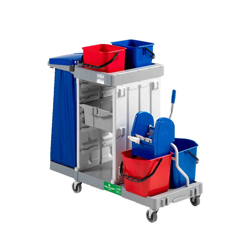 FILMOP Mehrzweckwagen ALPHA 5107 mit klappbarem Müllsackhalter und 12-L-Eimern