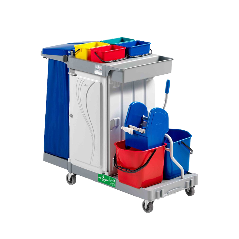 FILMOP Multifunktionswagen ALPHA 6103 mit faltbarem Müllsackhalter und Trenneimern