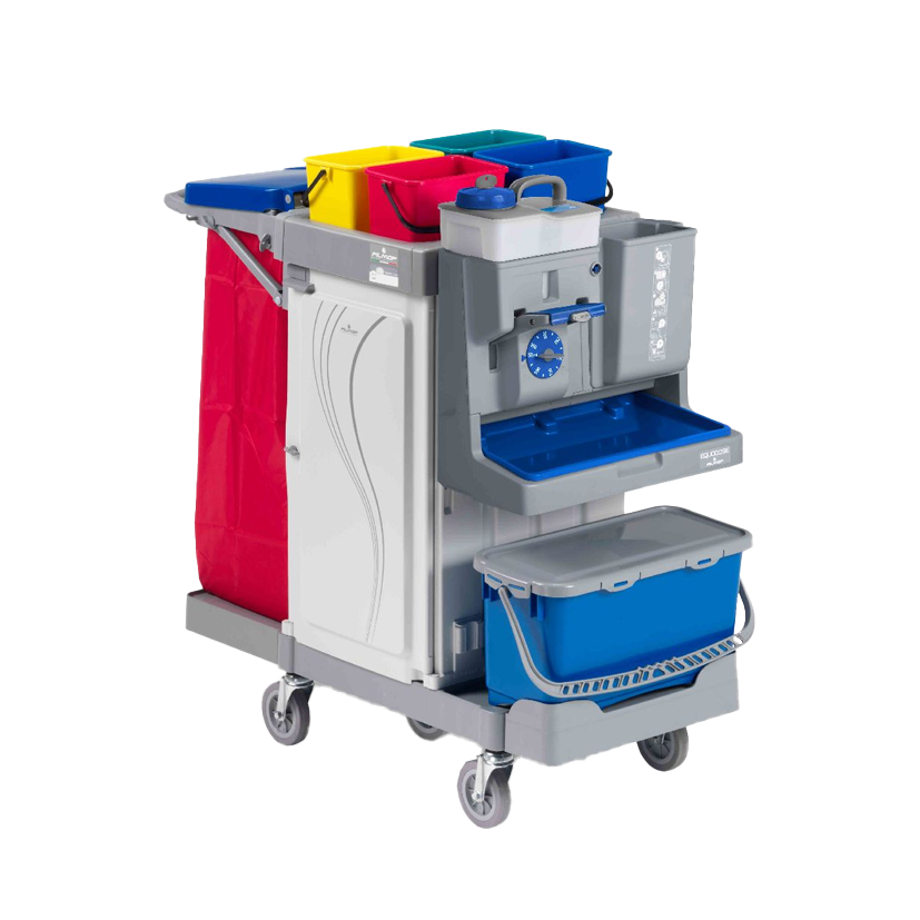 FILMOP Reinigungswagen ALPHA 0306702 mit Equodose®-Dosierer und klappbarem Seitenhalter