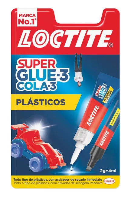 LOCTITE Super Cola 3 para Plásticos Difíceis – Kit com Ativador e Adesivo para Polietileno, Polipropileno e Teflon® | Colagem Rápida, Precisa e Extra Forte