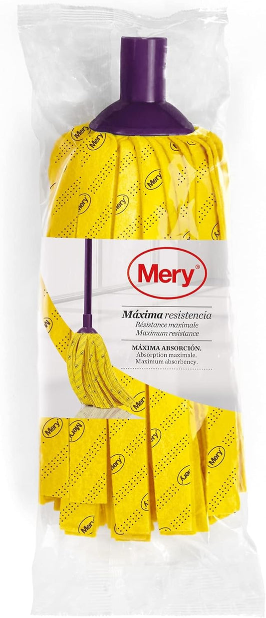 MERY Esfregona de Tiras em Viscose – Super Resistente Multi-Superfícies 23 cm Amarela