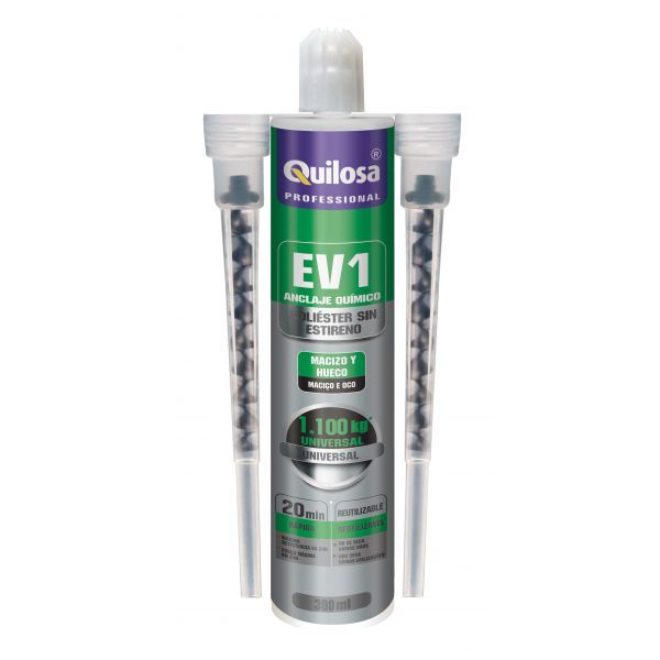 QUILOSA Bucha Química EV1 Poliéster sem Estireno 300ml – Fixação em Materiais Ocos e Maciços, Endurecimento Rápido
