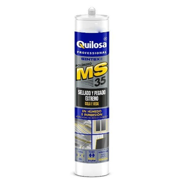 QUILOSA Cola e Vedante Polímero MS35 – Alta Elasticidade, Resistência UV e Aplicação em Suportes Húmidos