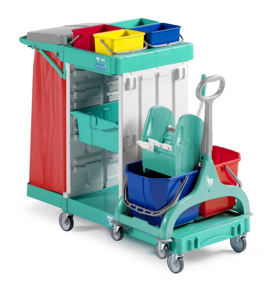 TTS Reinigungswagen Magic Line 370B – Beutelsackhalter, Ablage und Waschen