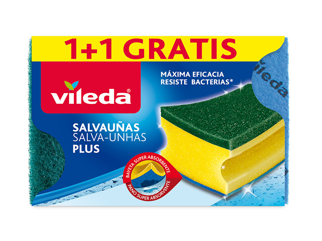 VILEDA Esponja Salva Unhas com Esfregão Verde – Proteção e Eficácia na Limpeza