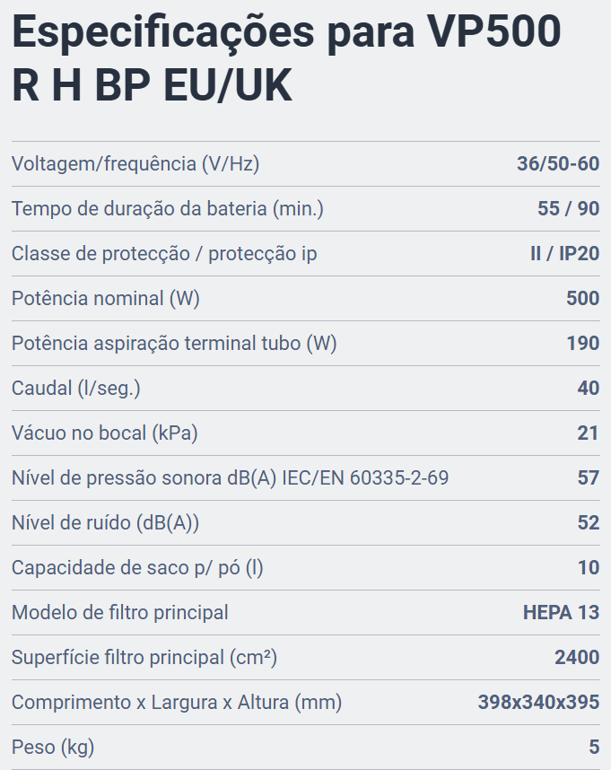 VP500 R H BP EU/UK