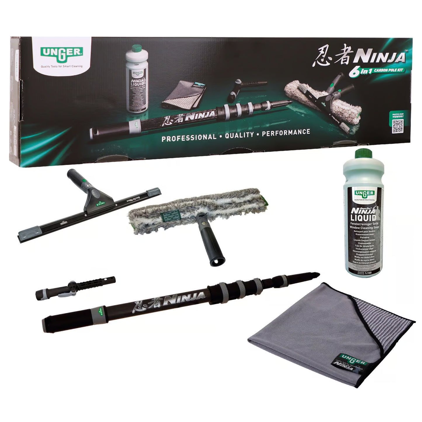UNGER Kits NINJA Limpeza Clássica de Vidros
