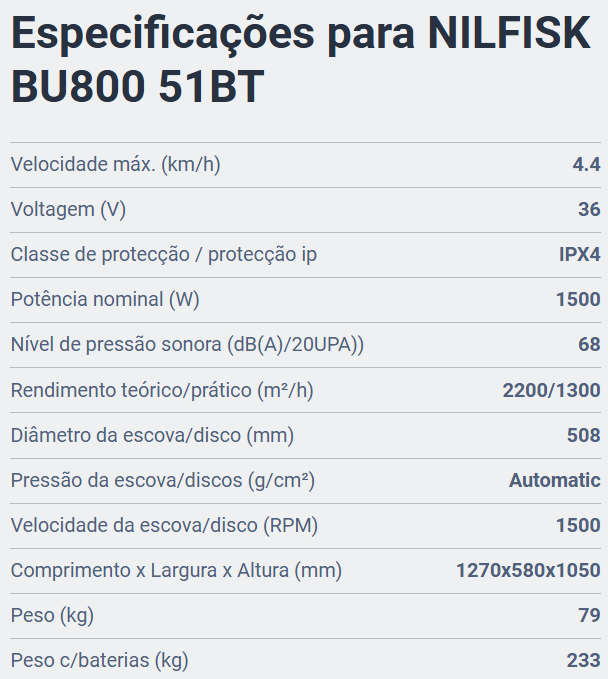 NILFISK BU800 51BT