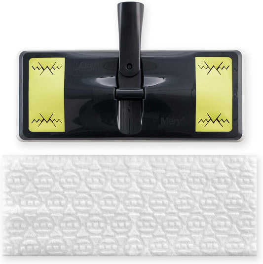 MERY Mopa para Pó com Cabeça Giratória 360° + 10 Panos Refil – Cinza e Lima