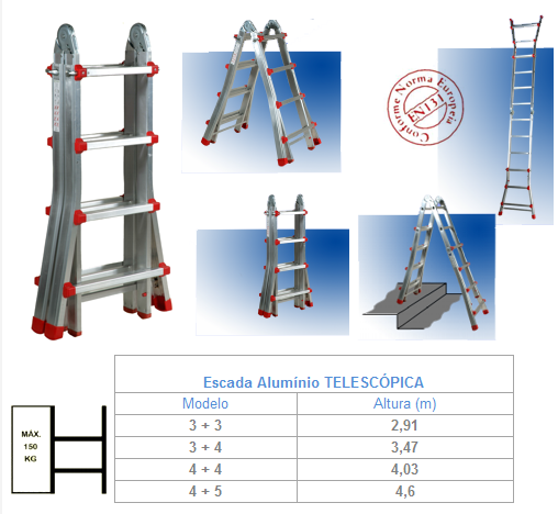 Escada Telescópica c/ 2 articulações