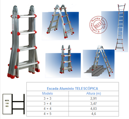 Escada Telescópica c/ 2 articulações