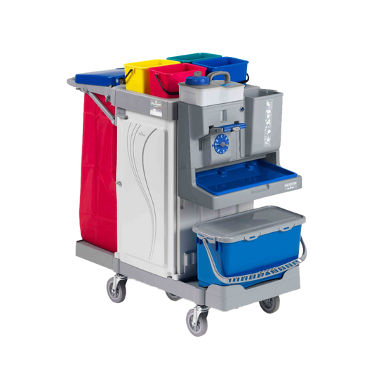FILMOP Carro de Limpeza ALPHA 0306702 com Doseador Equodose® e Suporte Lateral Dobrável