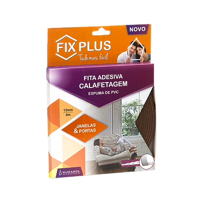FIXPLUS Fita Adesiva de Calafetagem – Fita de Espuma de PVC Auto-adesiva para Isolamento Térmico e Acústico em Janelas e Portas