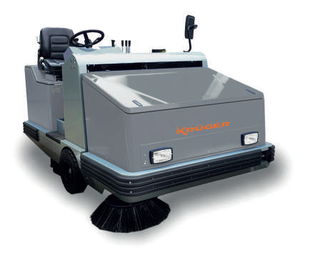 KRUGER Varredoras Industriais 450 L – Bateria 48 V / Diesel 35 hp com Descarga Hidráulica