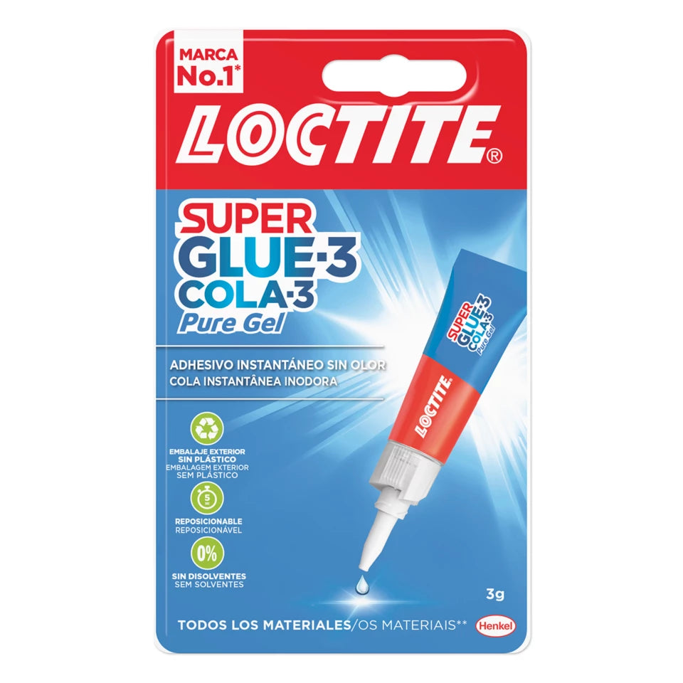 LOCTITE Super Cola 3 Pure Gel – Fórmula Reposicionável, Sem Cheiro e Anti-Gota | Não Cola os Dedos Imediatamente