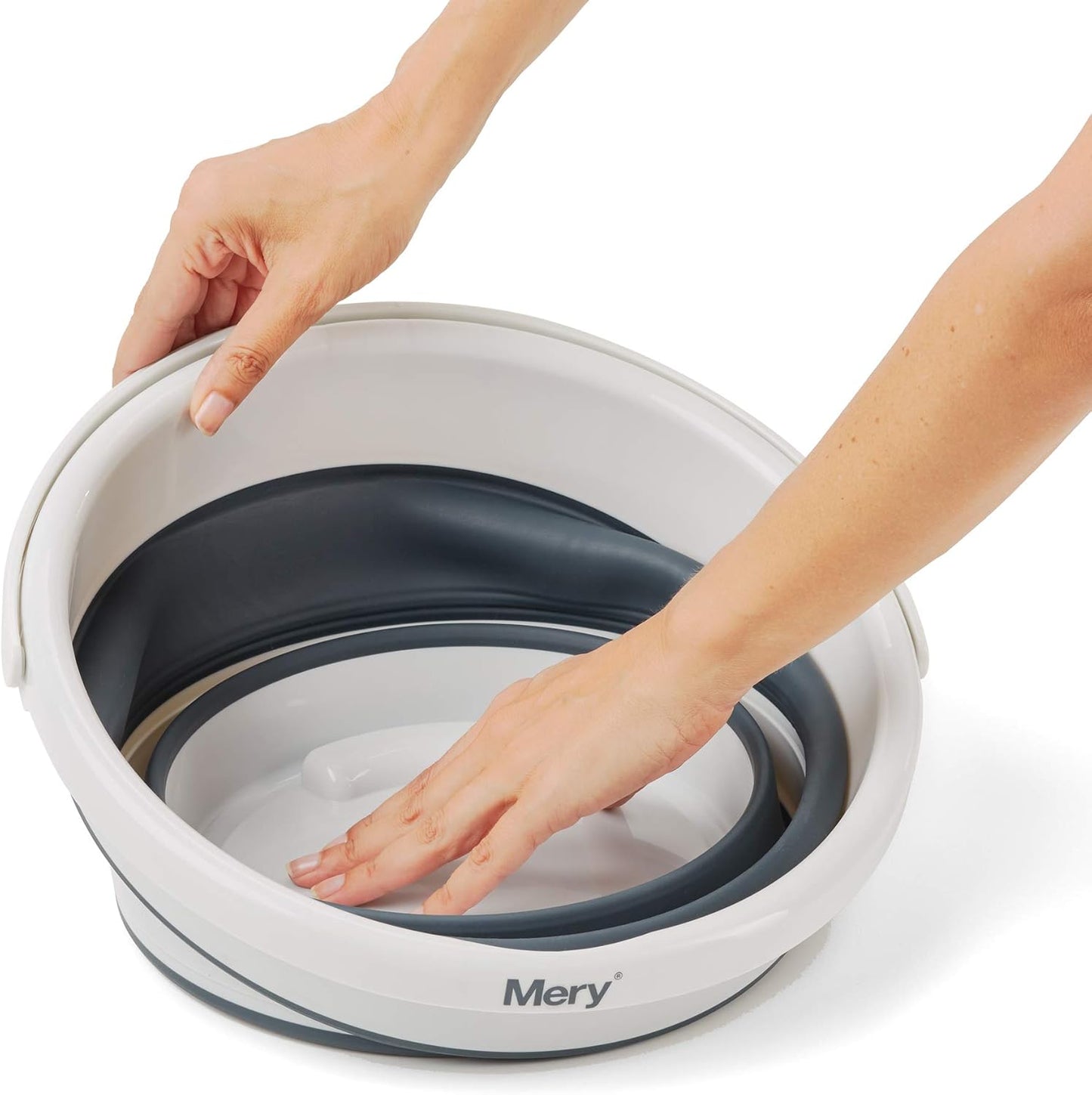 MERY Balde Dobrável 12 Litros com Alça e Gancho - Cinza Claro e Escuro