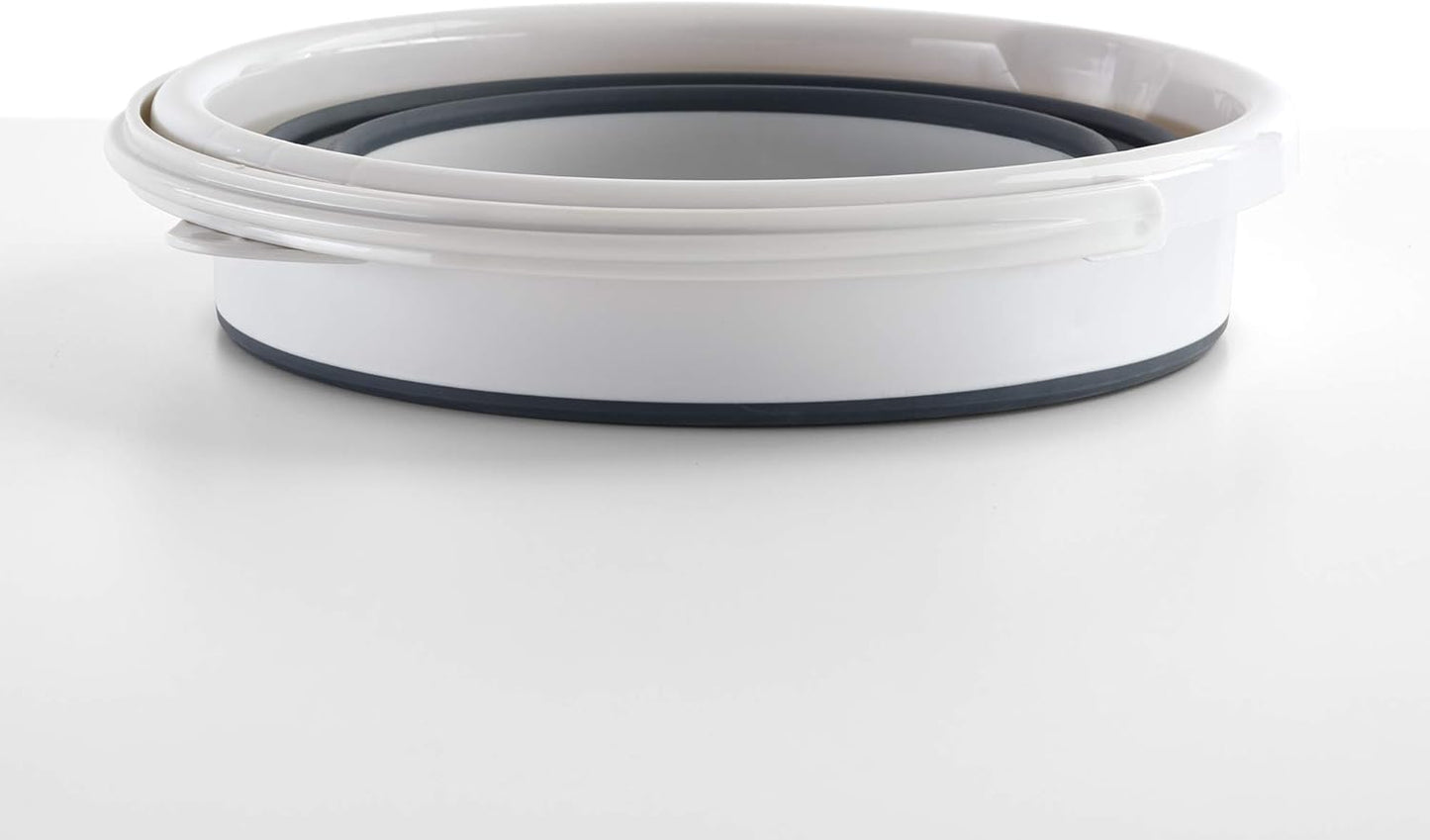 MERY Balde Dobrável 12 Litros com Alça e Gancho - Cinza Claro e Escuro