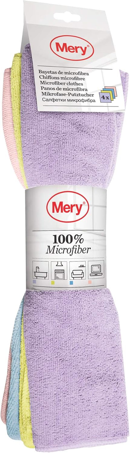 MERY Kit com 4 Panos de Microfibra – Multiuso e Laváveis