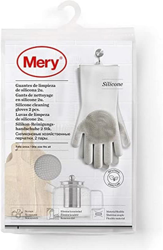 MERY Luvas de Limpeza de Silicone – Kit com 2 Uni, Cinza Claro Tamanho Único