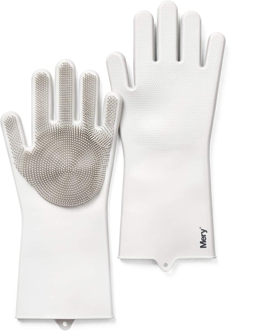 MERY Luvas de Limpeza de Silicone – Kit com 2 Uni, Cinza Claro Tamanho Único