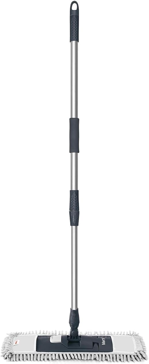 MERY Mopa de Microfibra Premium com Cabo Telescópico – Cinza e Preto