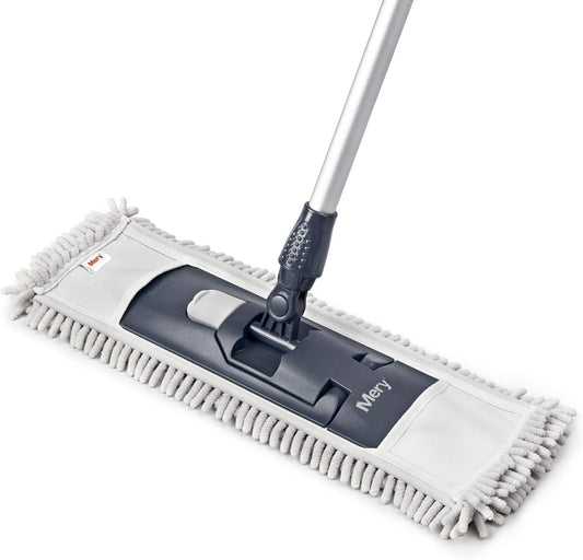 MERY Mopa de Microfibra Premium com Cabo Telescópico – Cinza e Preto