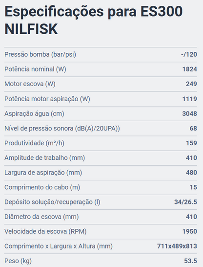 NILFISK ES300 - INJEÇÃO e EXTRAÇÃO