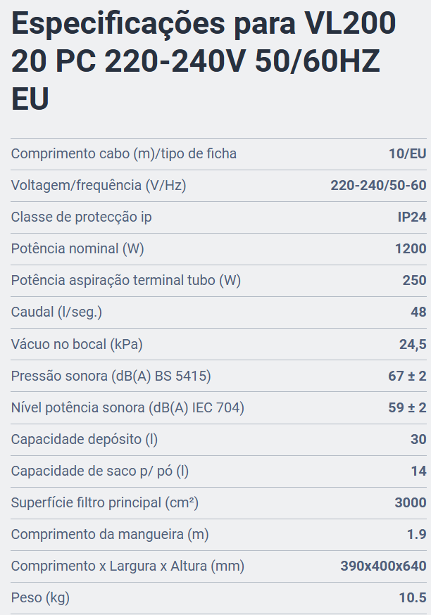 NILFISK VL200