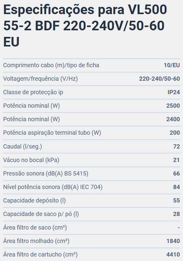 NILFISK VL500 55