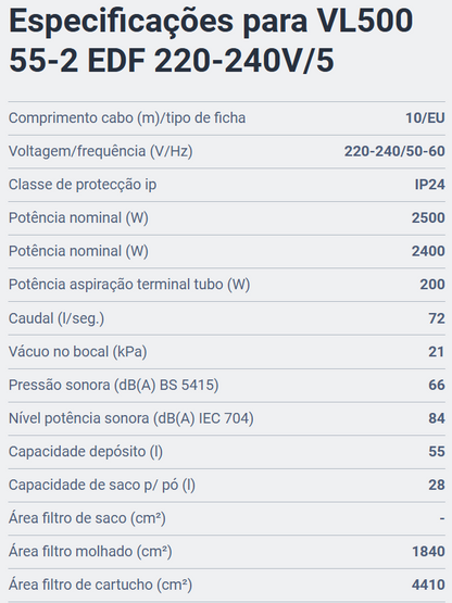 NILFISK VL500 55