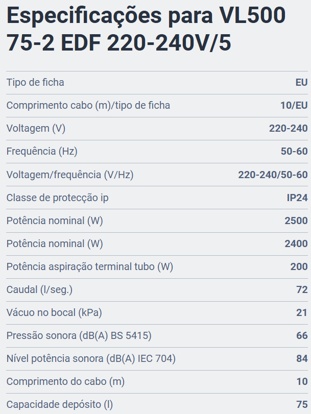 NILFISK VL500 75
