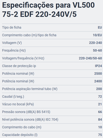 NILFISK VL500 75
