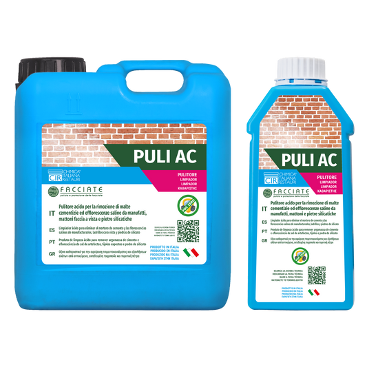 Produto de limpeza ácido concentrado para tijolos, grés,
clínquer, cerâmica, cimento e pedras naturais silicatadas.