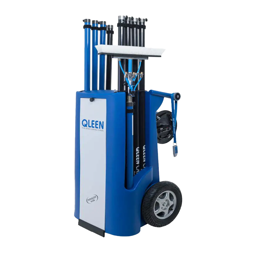 QLEEN Conjunto para limpeza de vidros com água desmineralizada CABO BOTIJA Carrinho ESCOVA
