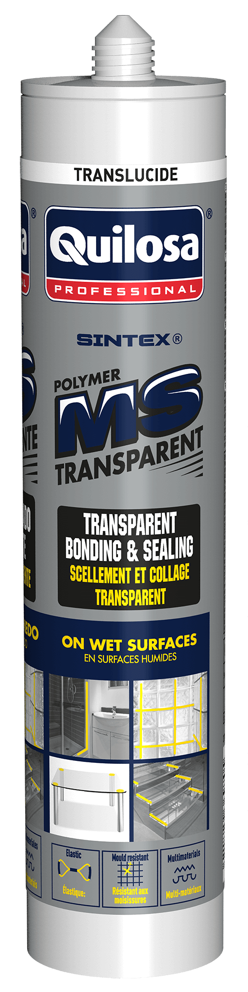 QUILOSA Adesivo Vedante Transparente Polímero MS 300ml – Monocomponente e Elástico para Multimateriais