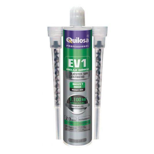 QUILOSA Bucha Química EV1 Poliéster sem Estireno 300ml – Fixação em Materiais Ocos e Maciços, Endurecimento Rápido