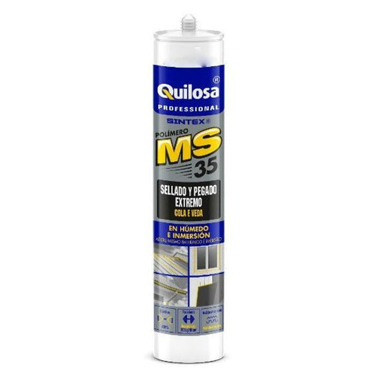 QUILOSA Cola e Vedante Polímero MS35 – Alta Elasticidade, Resistência UV e Aplicação em Suportes Húmidos