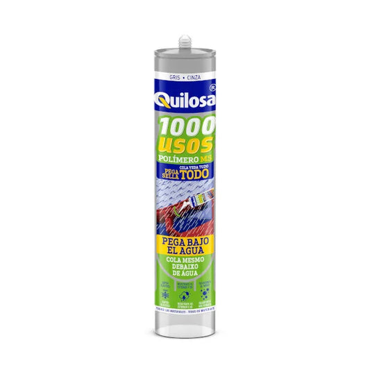 QUILOSA MS 1000 Usos Cola e Veda Cristal – Vedação e Colagem Elástica, Resistente a Intempéries e Fungos, Uso em Juntas, Vidro, Metais e Plásticos