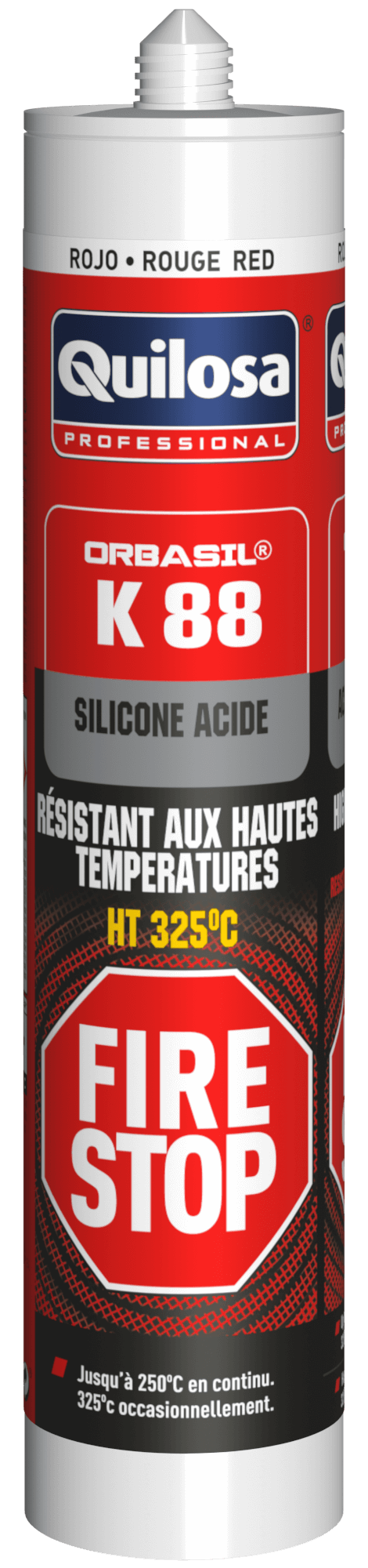 QUILOSA ORBASIL K-88 – Silicone Acetoxi Alta Temperatura até 250 °C, Uso Interno e Externo