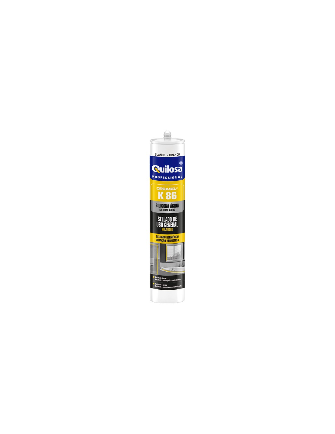 QUILOSA Silicone Vedante Borracha K86 – Multiuso, Monocomponente, Várias Cores para Casa e Indústria
