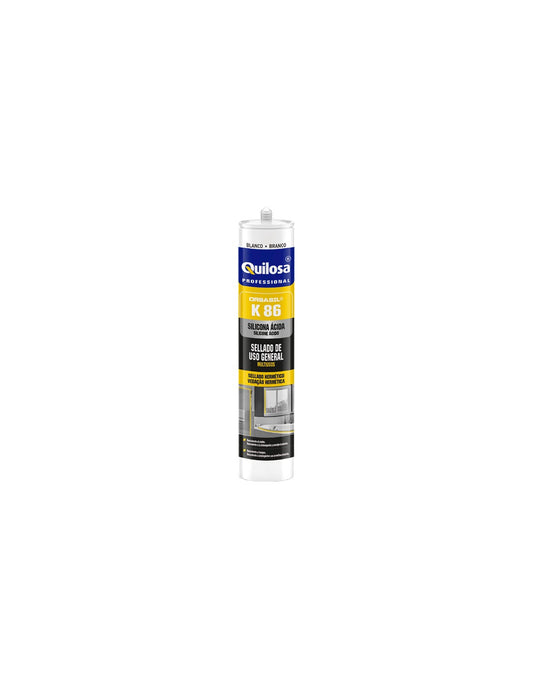 QUILOSA Silicone Vedante Borracha K86 – Multiuso, Monocomponente, Várias Cores para Casa e Indústria