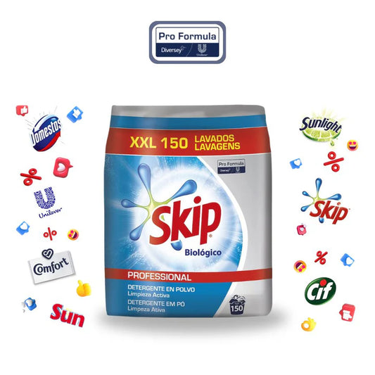 Skip PF Detergente Roupa em Pó Biológico – 150 Doses | Limpeza Profunda com Fórmula Sustentável