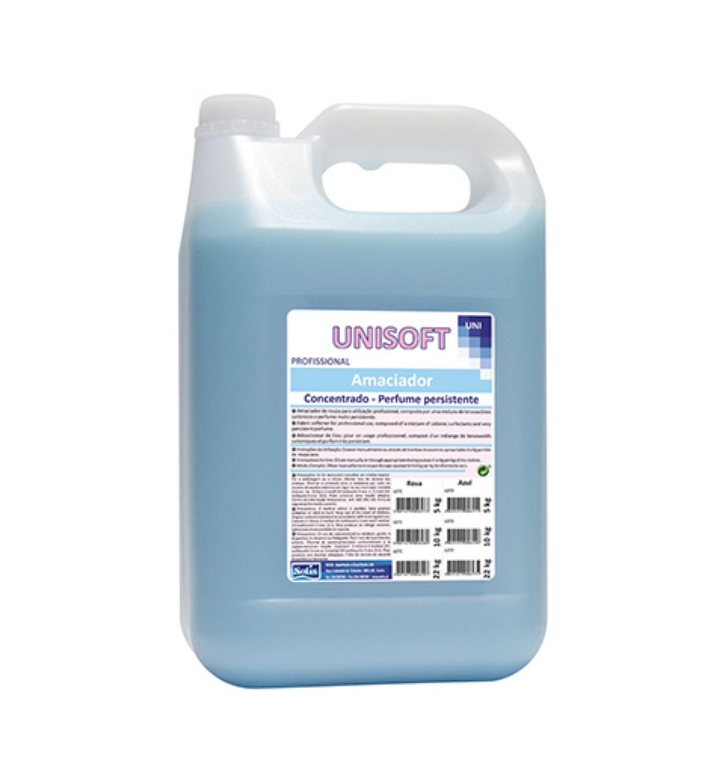 SOLIS Unisoft Amaciador de Roupa Azul/Rosa – Concentrado com Perfume Frutal/Floral e Ação Anti-Vincos (5kg)