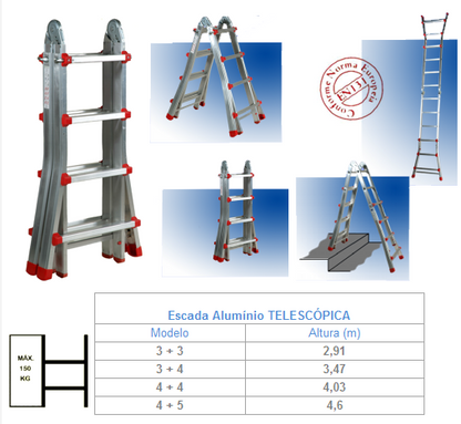 TECA Escada Telescópica com 2 Articulações – Versatilidade e Praticidade para Trabalhos em Altura