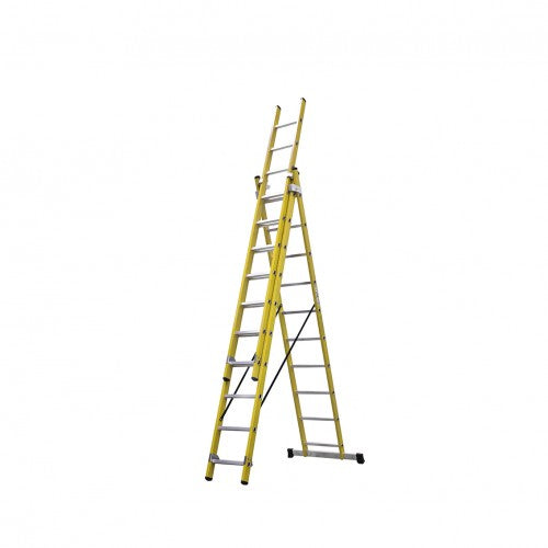 TECA Escada Tripla em Fibra de Vidro – Segurança e Resistência para Trabalhos em Tensão Elétrica