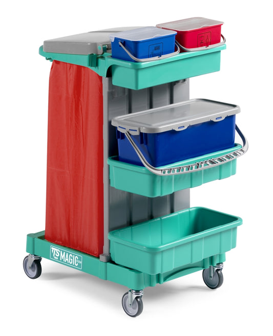 TTS Reinigungswagen Magic 610B – 120-Liter-Sackhalter und Vorbefeuchtungssystem