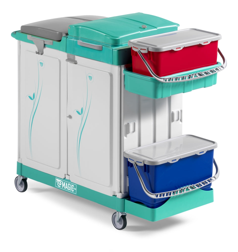 TTS Reinigungswagen Magic 760E – Sammeln, Lagern und Waschen mit Vorwäsche 150 L